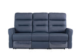 Load image into Gallery viewer, Maddie 3 Seater Blue Leather Electric Recliner