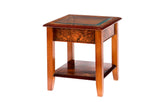 Load image into Gallery viewer, Burr Walnut / Oak  Solid Lipped Glass Top Lamp Table (WA107)